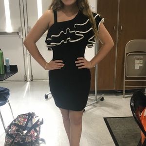 Black one shoulder semi formal homecoming dress